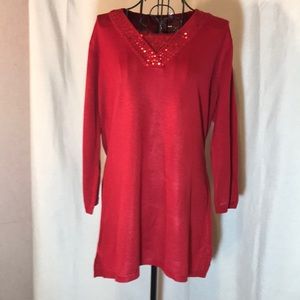 Susan Graver v-neck sweater~red wine color~ Sm $32